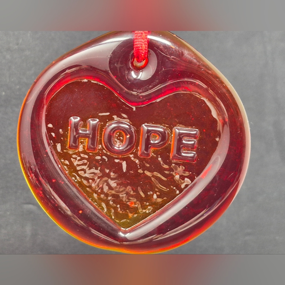 Art Glass Red Hope Heart Ornament